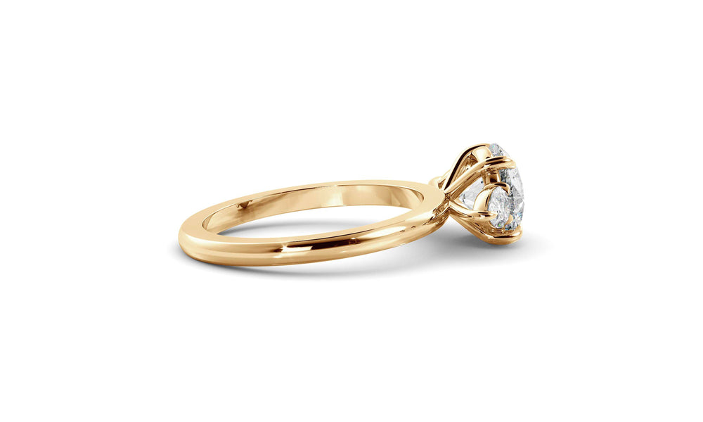 Three Stone Ring with 1.30 CT Round Moissanite