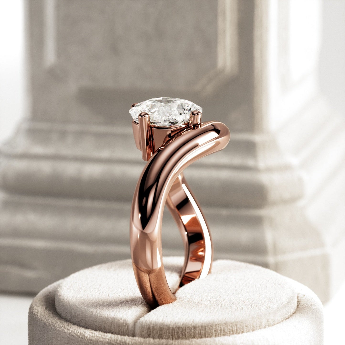 1.0-3.0 CT Cushion Lab Grown Diamond twisted band Engagement Ring