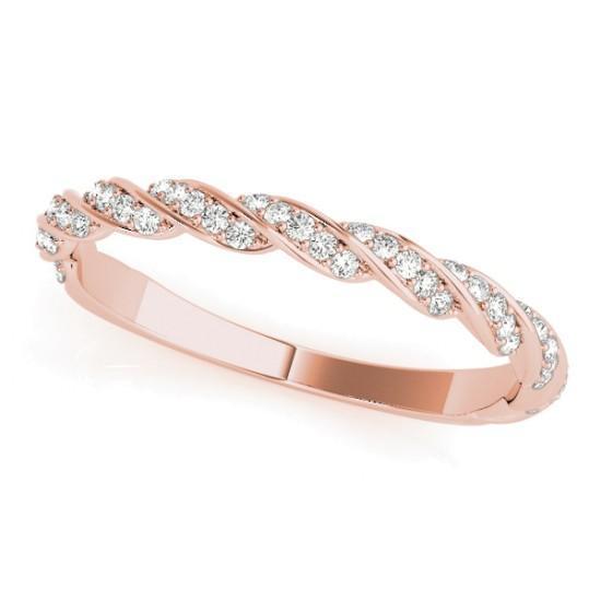 Twisted Wedding Band with 0.12 TCW Round Cut Moissanite