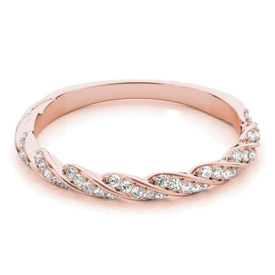 Twisted Wedding Band with 0.12 TCW Round Cut Moissanite