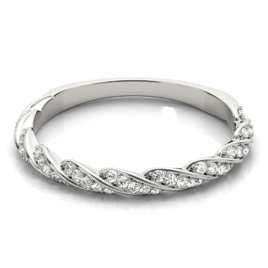 Twisted Wedding Band with 0.12 TCW Round Cut Moissanite