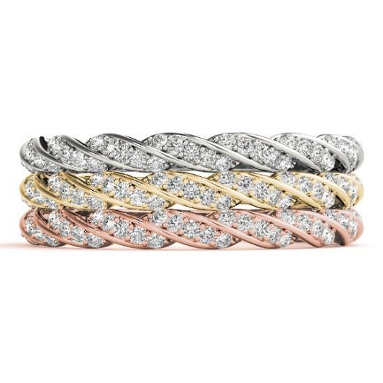 Twisted Wedding Band with 0.12 TCW Round Cut Moissanite
