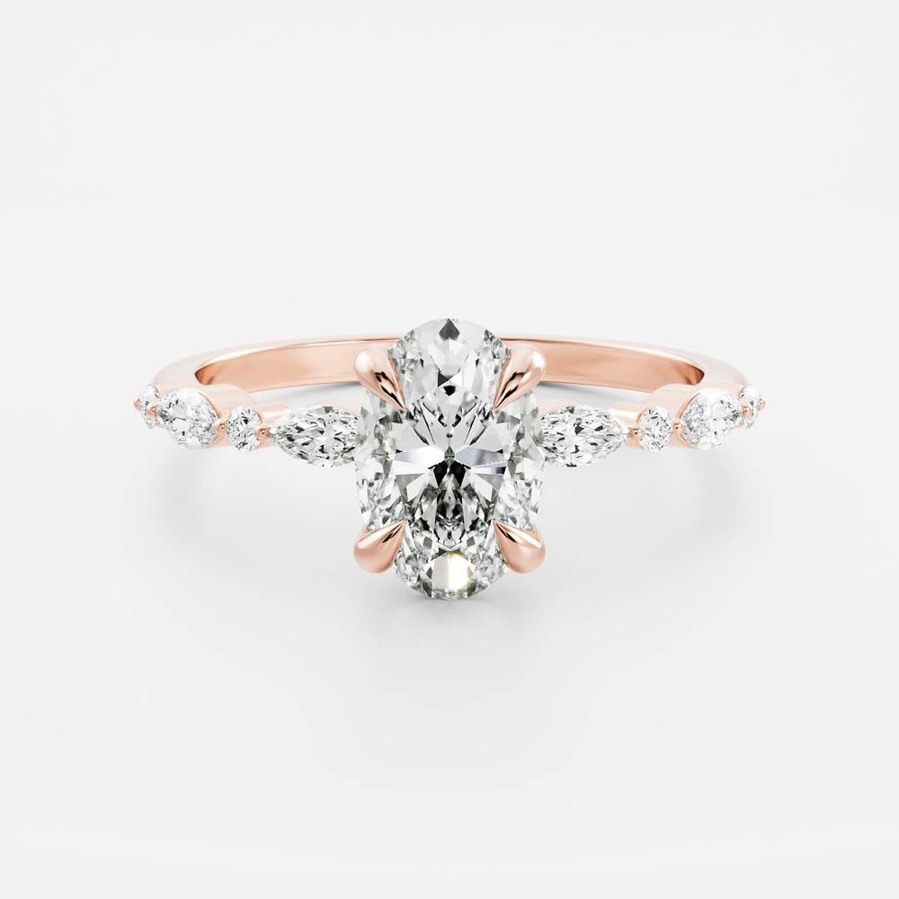 Pave Setting Ring with 1.20 CT Oval Moissanite