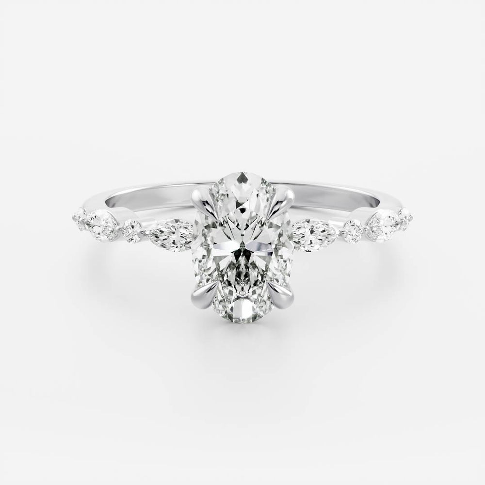 Pave Setting Ring with 1.20 CT Oval Moissanite