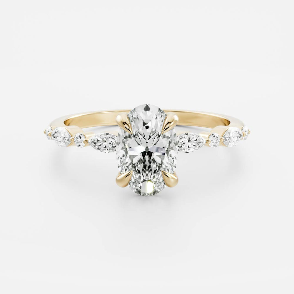 Pave Setting Ring with 1.20 CT Oval Moissanite