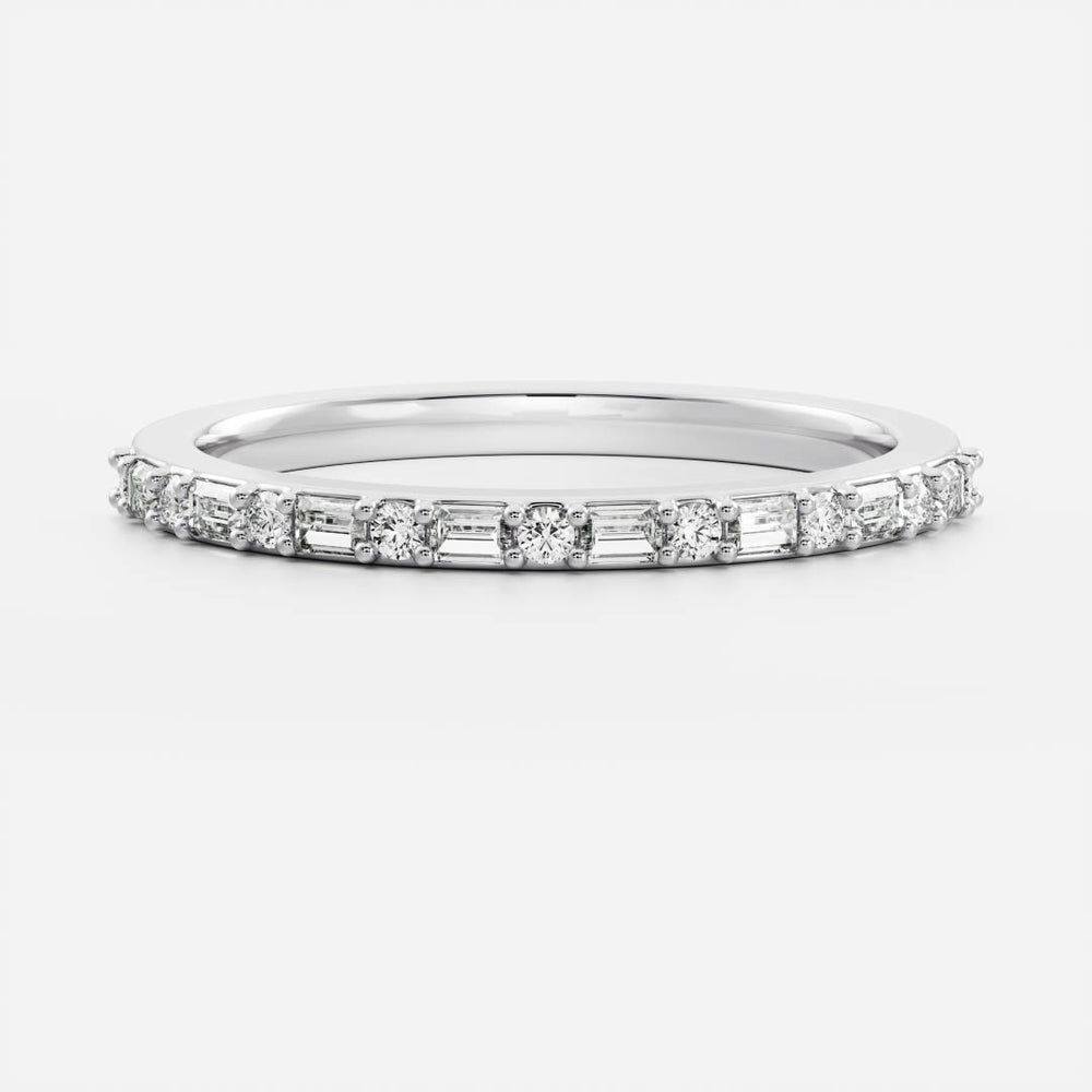 Alterntaive Stone Band with 0.30 TCW Round & Baguette Cut Moissanite