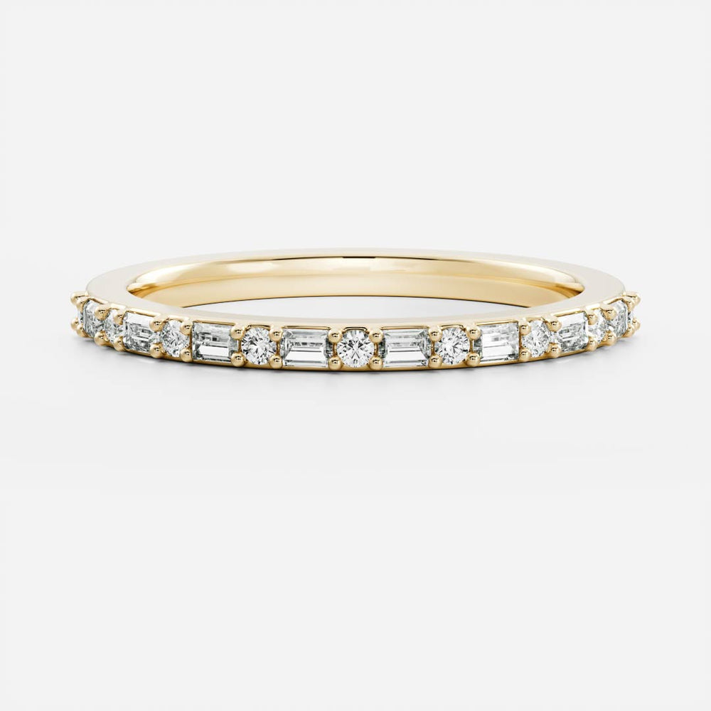 Alterntaive Stone Band with 0.30 TCW Round & Baguette Cut Moissanite