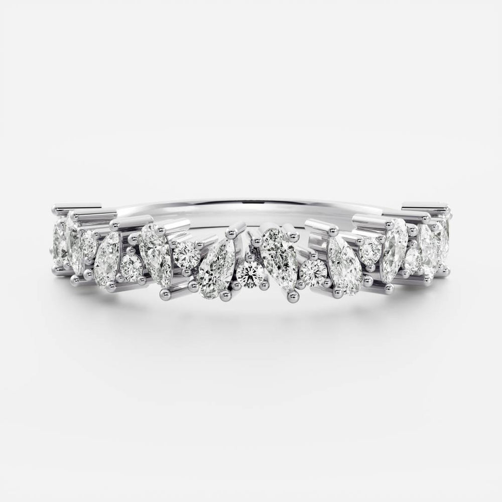 Half Eternity Band with 0.80 TCW Pear & Round Cut Moissanite