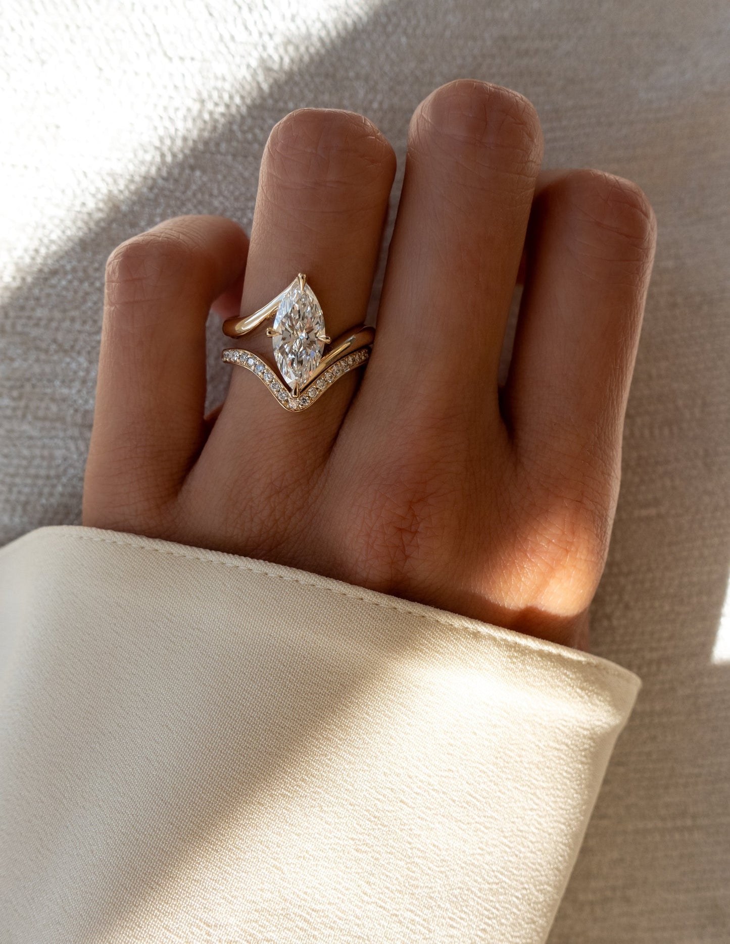 1.0 - 2.0 CT Marquise Cut Lab Grown Diamond Solitaire Bridal Set