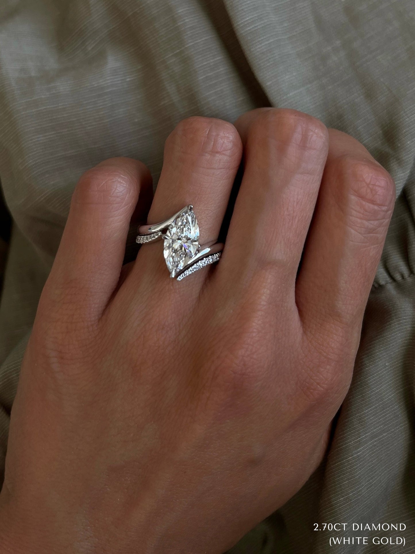 1.0 - 2.0 CT Marquise Cut Lab Grown Diamond Solitaire Bridal Set
