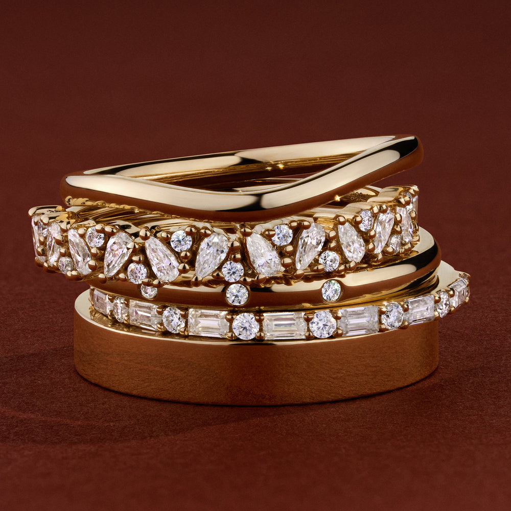 Alterntaive Stone Band with 0.30 TCW Round & Baguette Cut Moissanite