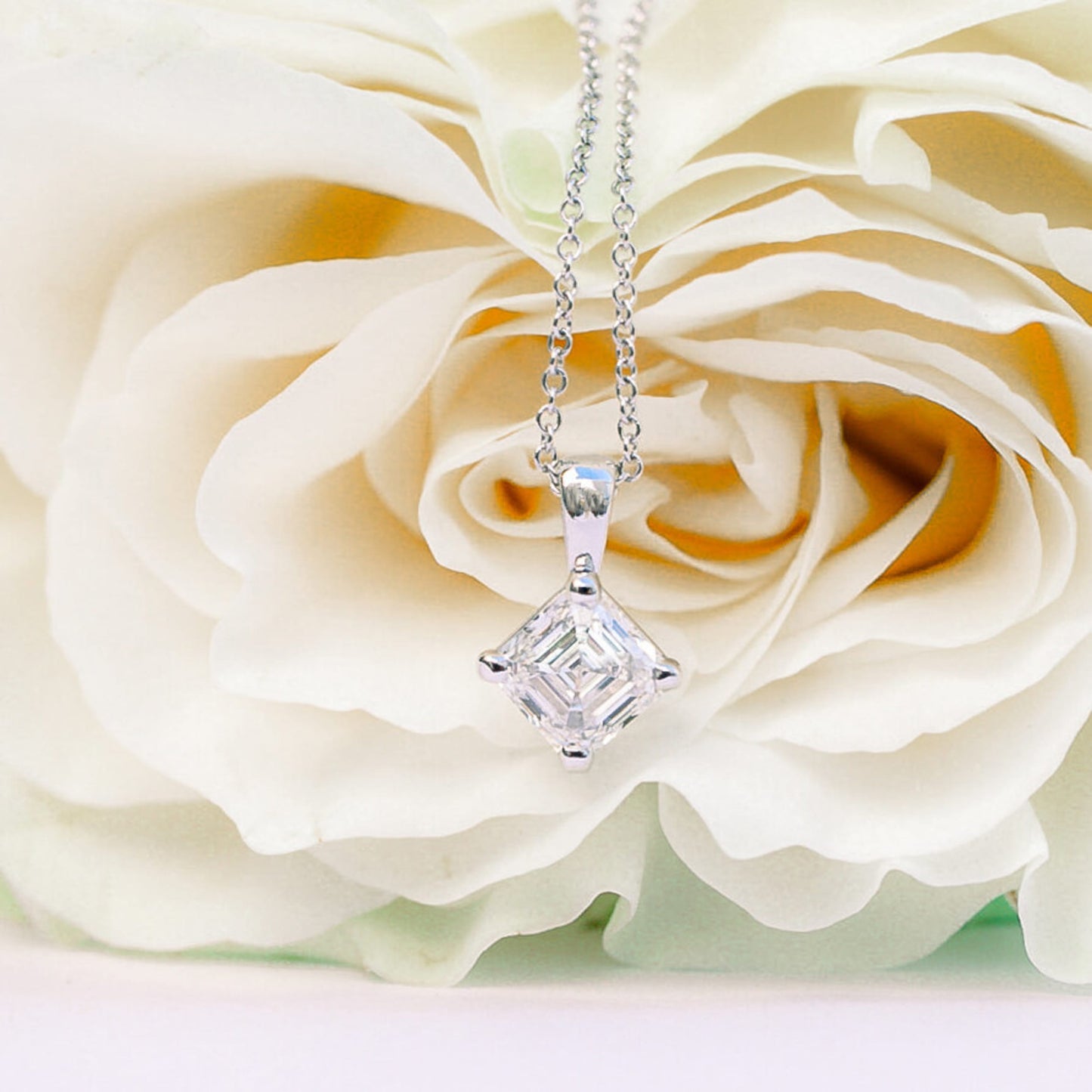 Solitaire Necklace with 0.50 CT Classic Asscher Cut Moissanite