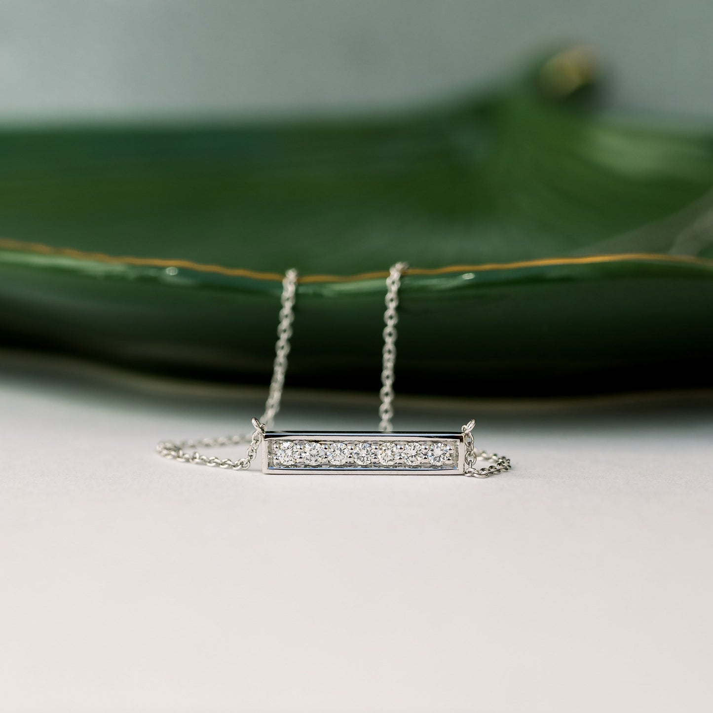 Bar Necklace with 0.21 TCW Round Cut Moissanite