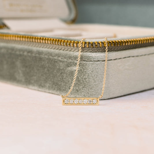Bar Necklace with 0.21 TCW Round Cut Moissanite