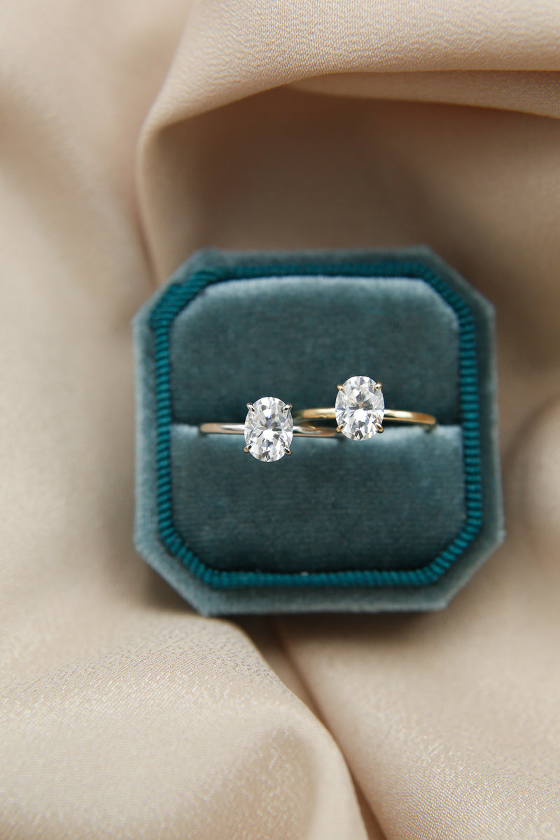 Solitaire Ring with 1.50 CT Oval Cut Moissanite