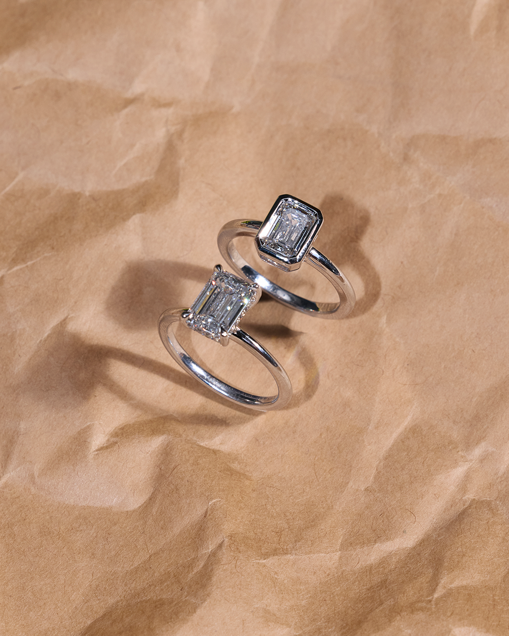 Severine- Emerald Bezel Solitaire Style Lab Grown Diamond Engagement Ring