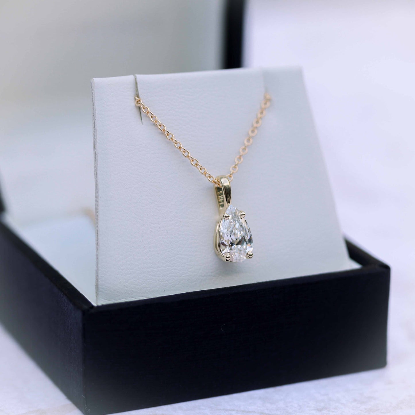 Solitaire Necklace with 0.50 CT Classic Pear Cut Moissanite