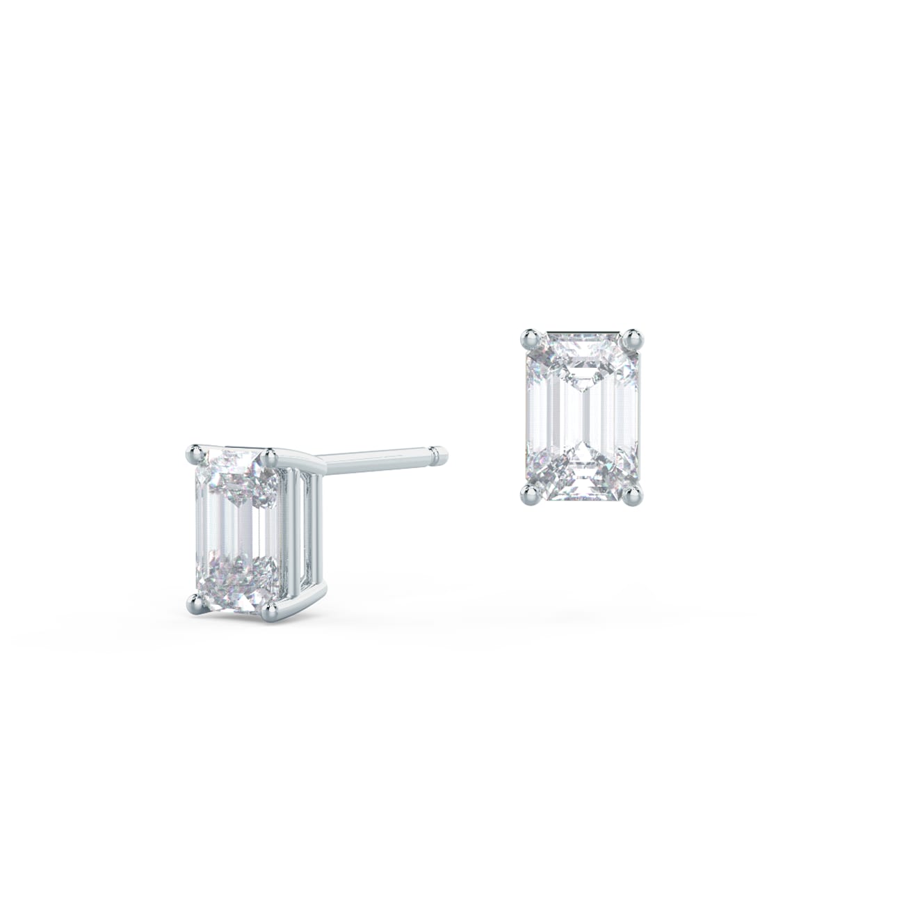 Solitaire Stud Earrings with 1.40 CT-3.0 CT Emerald Cut Moissanite