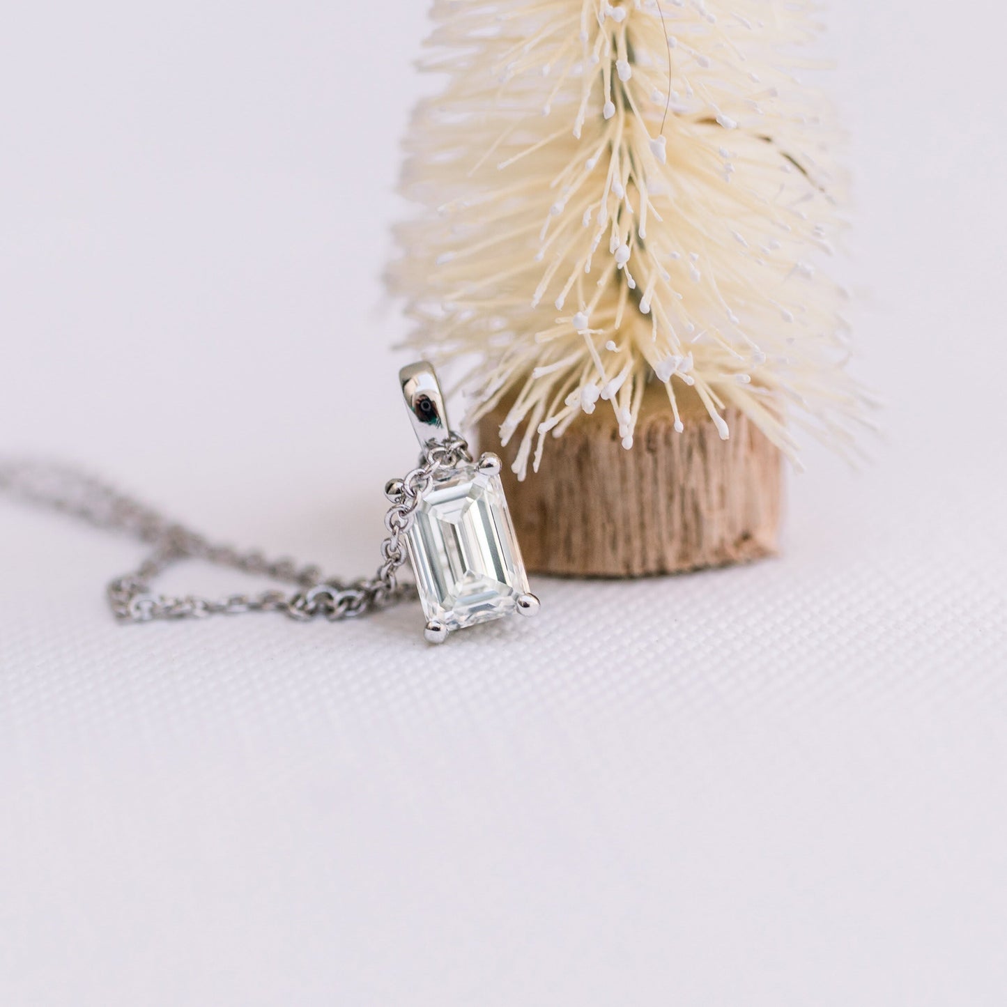 Solitaire Necklace with 0.70 CT Classic Emerald Cut Moissanite