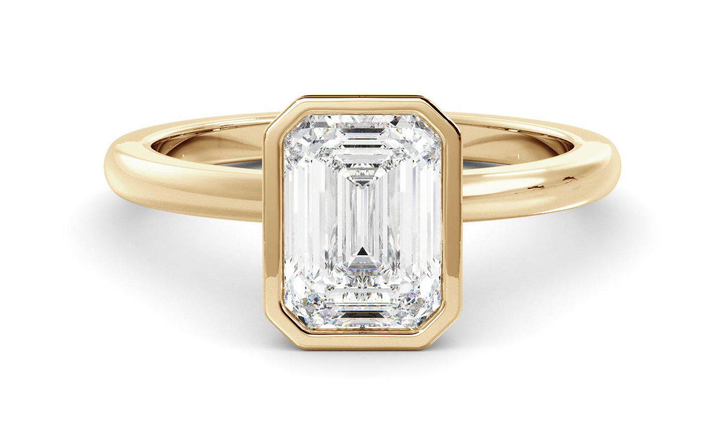 Bezel Ring with 1.0 CT Emerald Moissanite