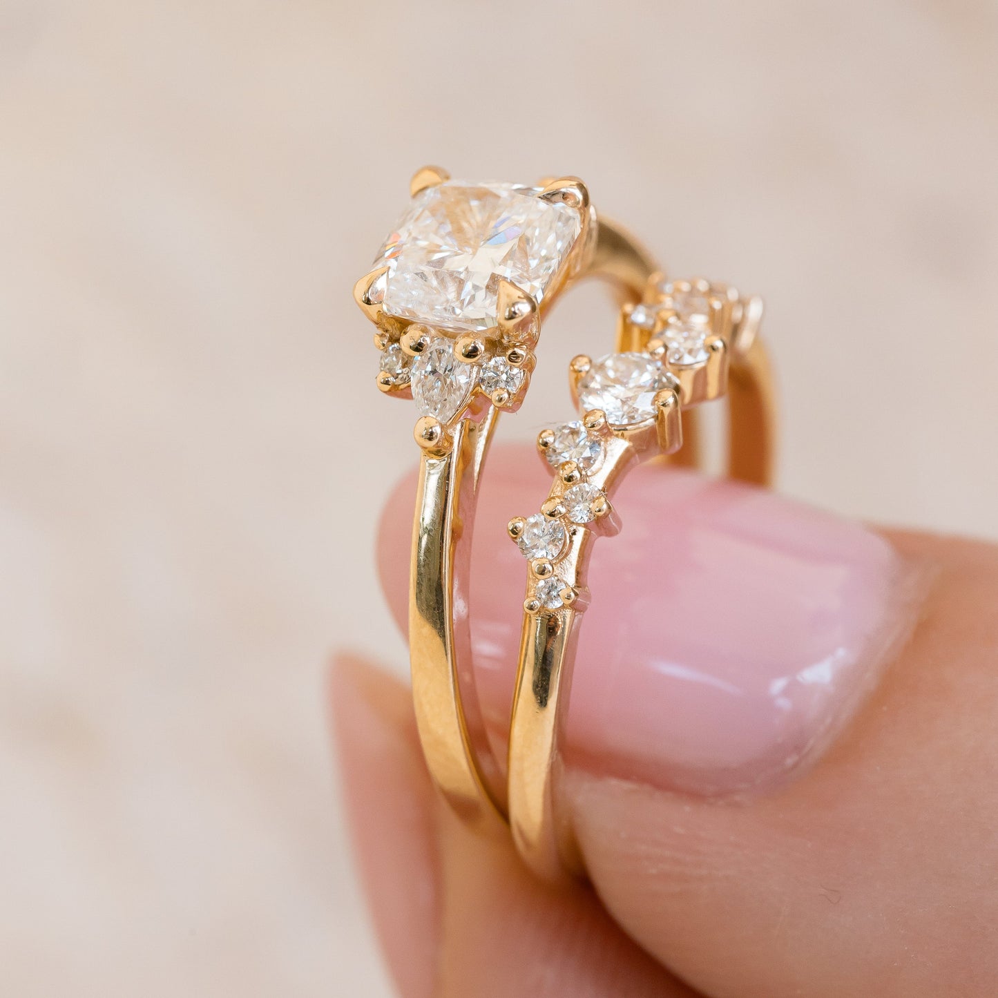 1.0 CT Cushion Cut F/VS1 CVD Diamond Cluster Engagement Ring