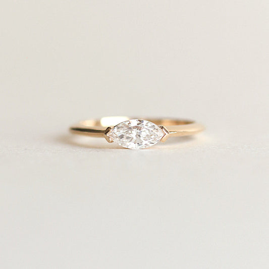 1.50–3.50 CT east-west marquise cut CVD lab grown diamond engagement ring, F color, VS1 clarity, in white gold setting