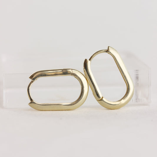 Elongated Oval Shape Hoop Earrings