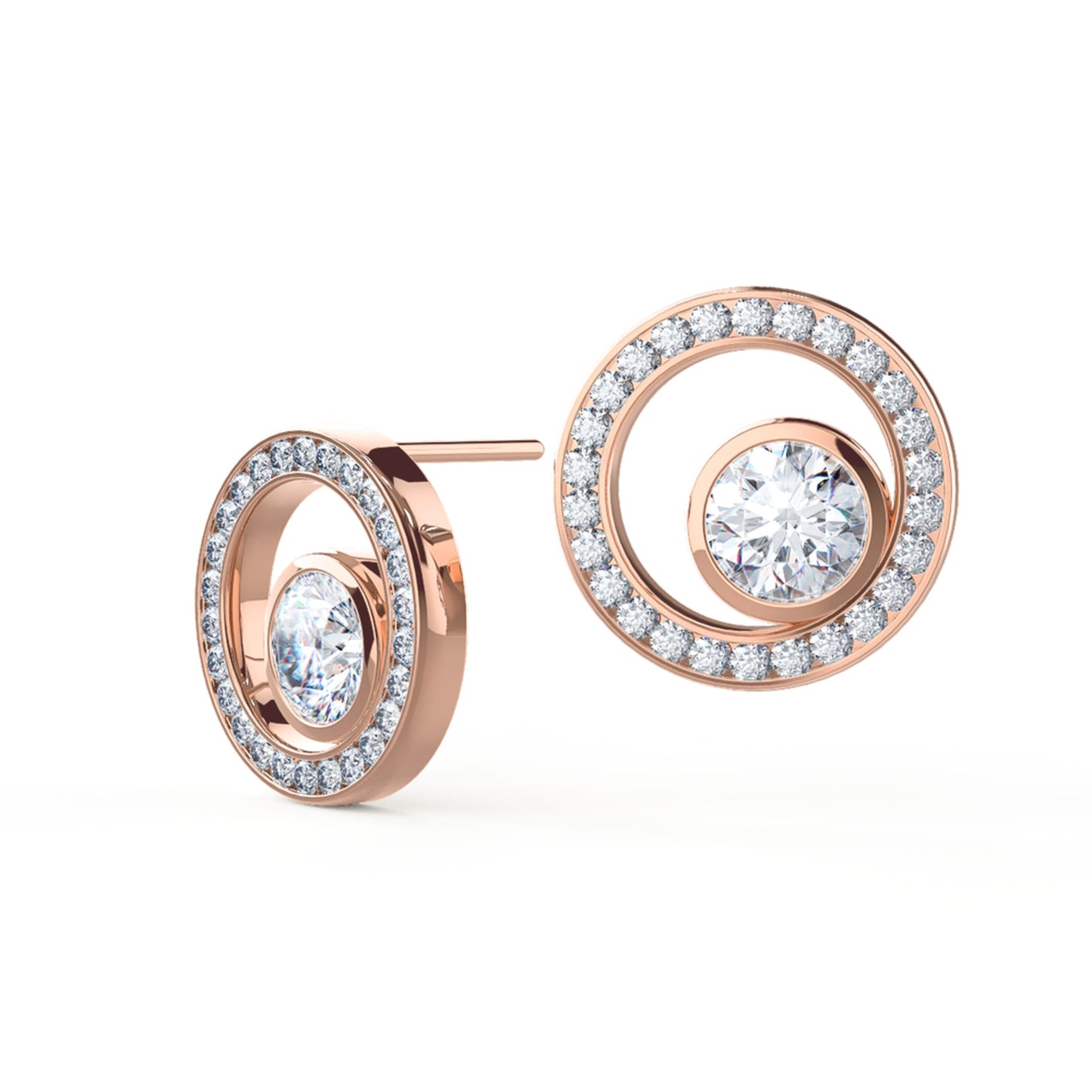 Bezel Floating Stud Earrings with 0.85 CT-1.85 CT Round Cut Moissanite