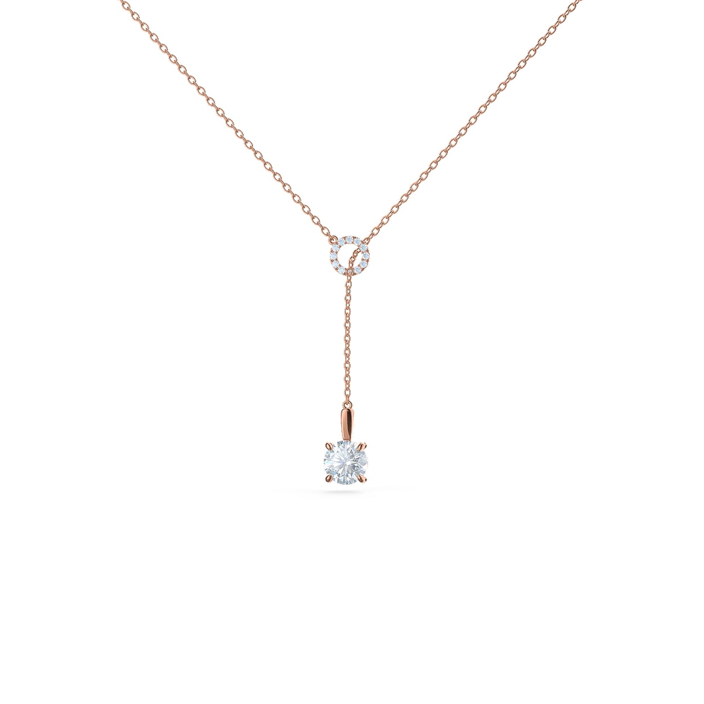 Drop Lariat Necklace with 0.75 TCW Round Cut Moissanite