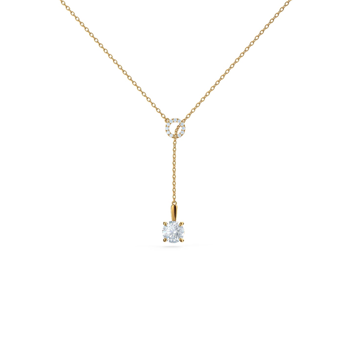 Drop Lariat Necklace with 0.75 TCW Round Cut Moissanite