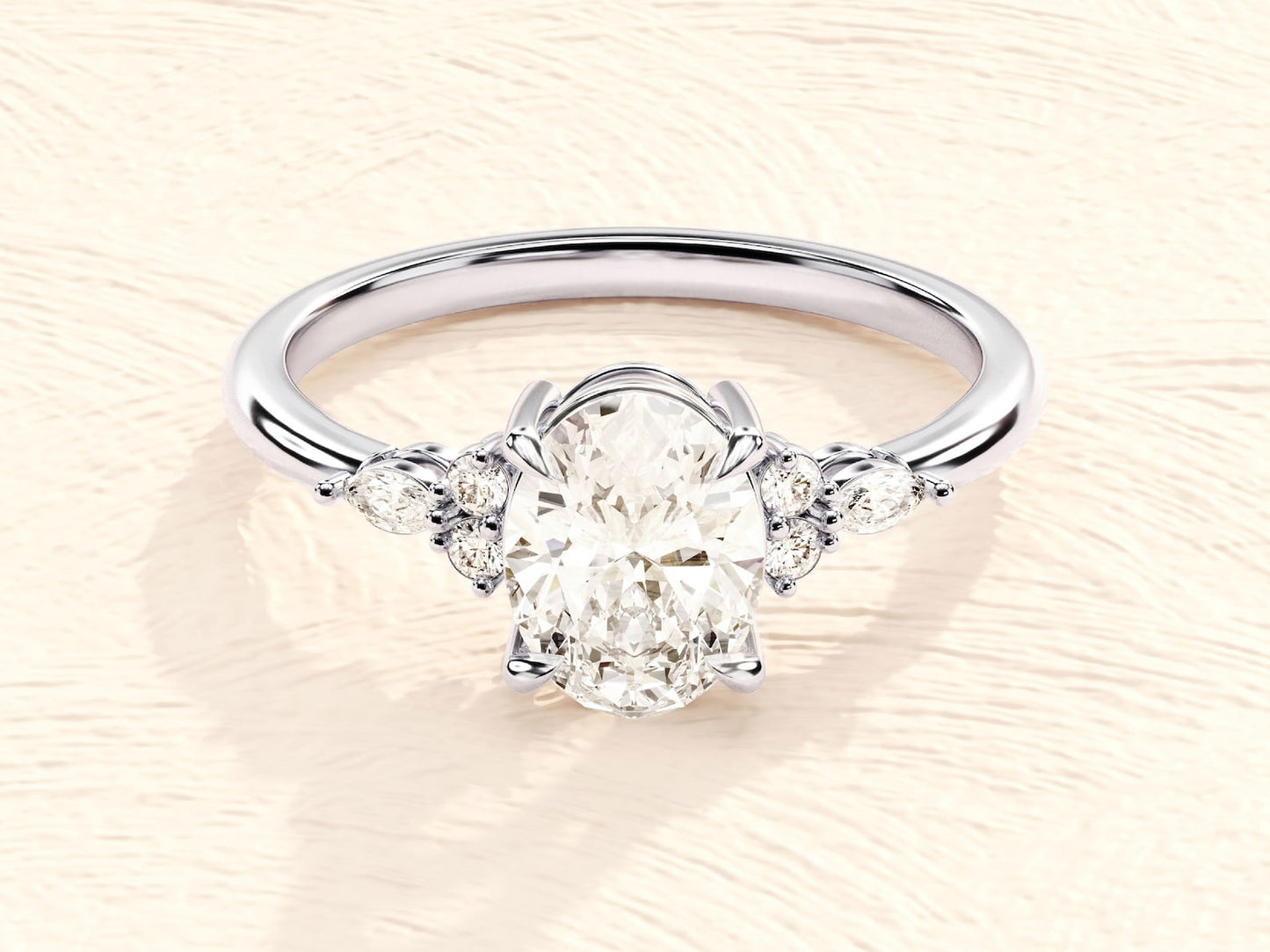 Cluster Ring with 2.0 CT Oval Moissanite