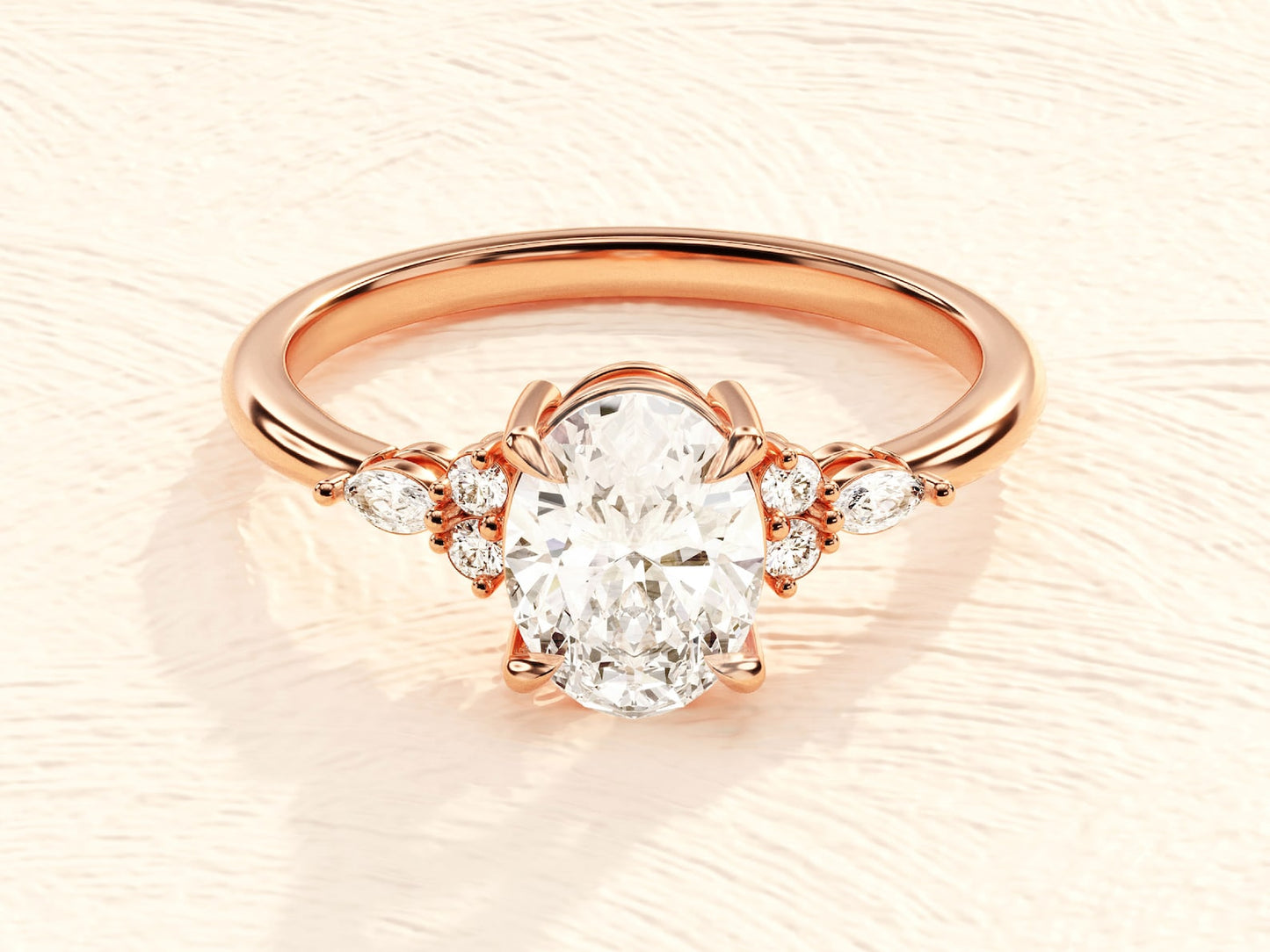 Cluster Ring with 2.0 CT Oval Moissanite