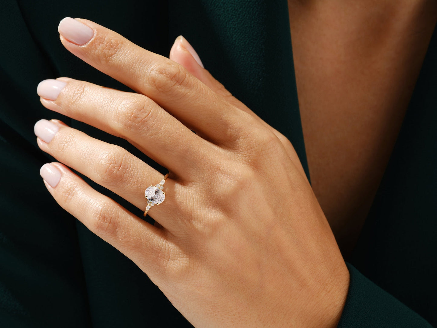 Cluster Ring with 2.0 CT Oval Moissanite