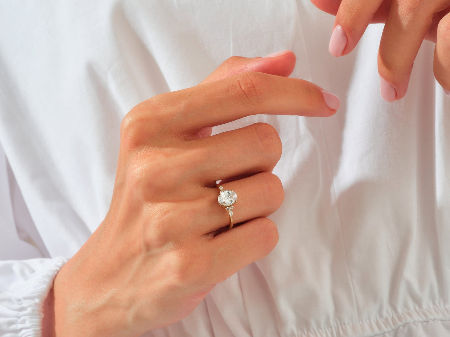 Cluster Ring with 2.0 CT Oval Moissanite