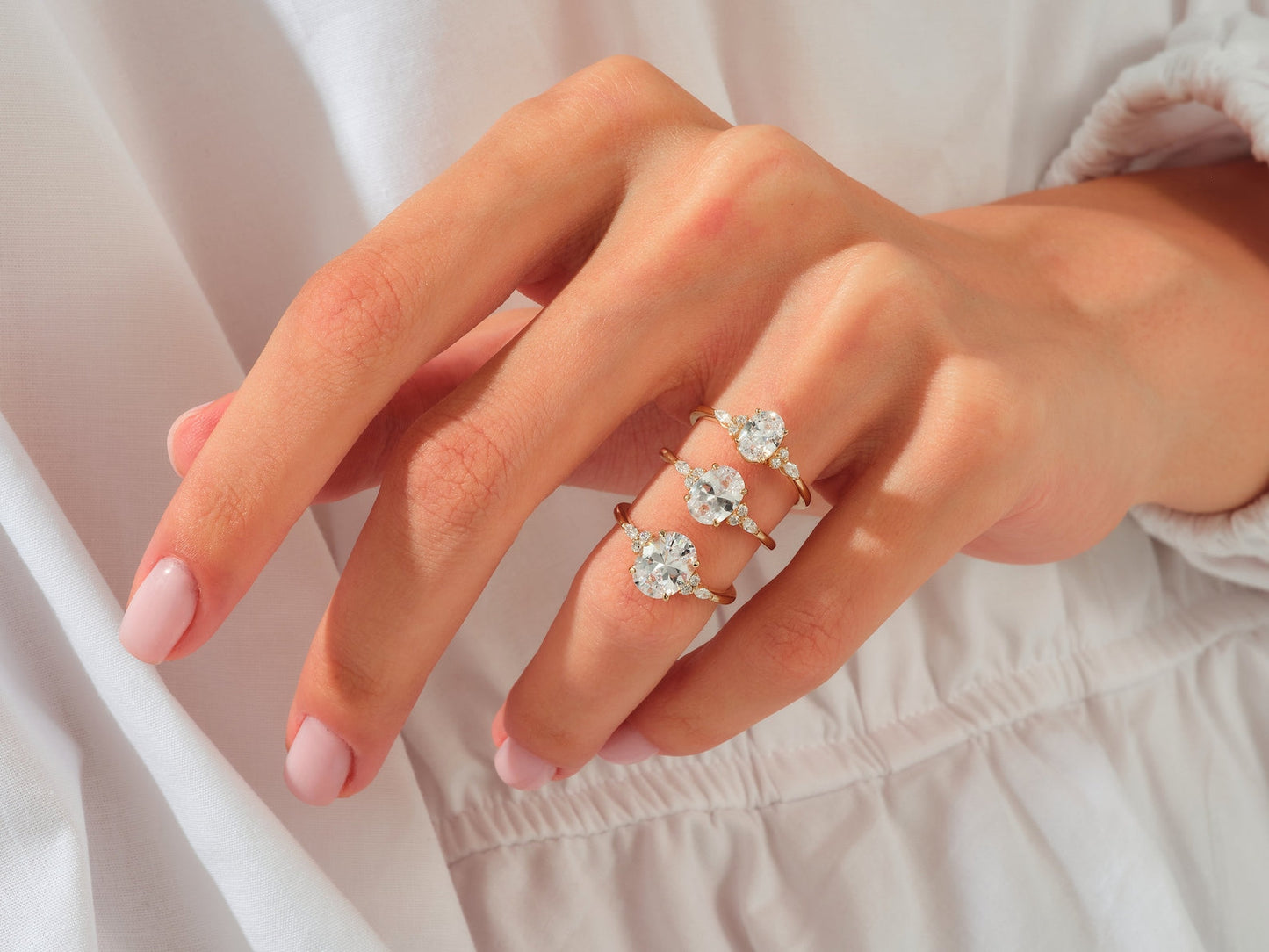 Cluster Ring with 2.0 CT Oval Moissanite