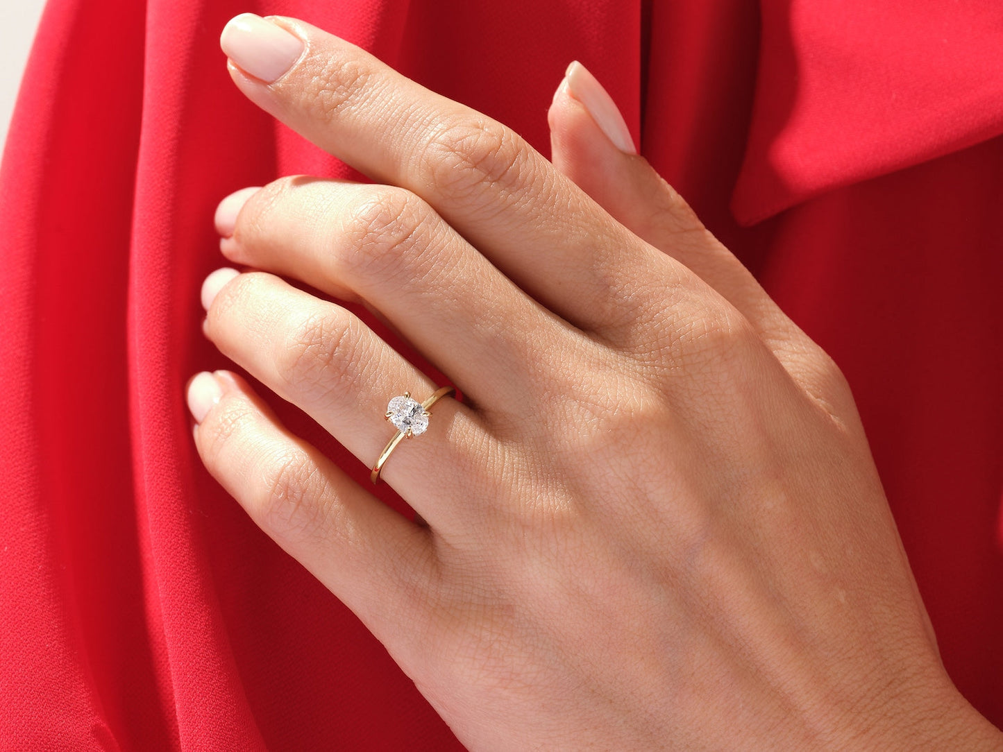 Hidden Halo Ring with 1.50 CT Oval Moissanite