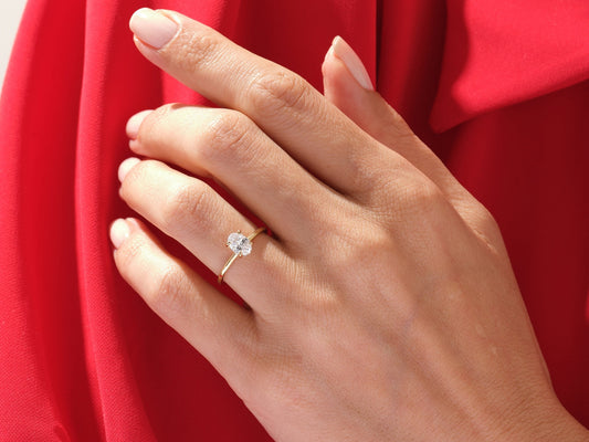 Hidden Halo Ring with 1.50 CT Oval Moissanite