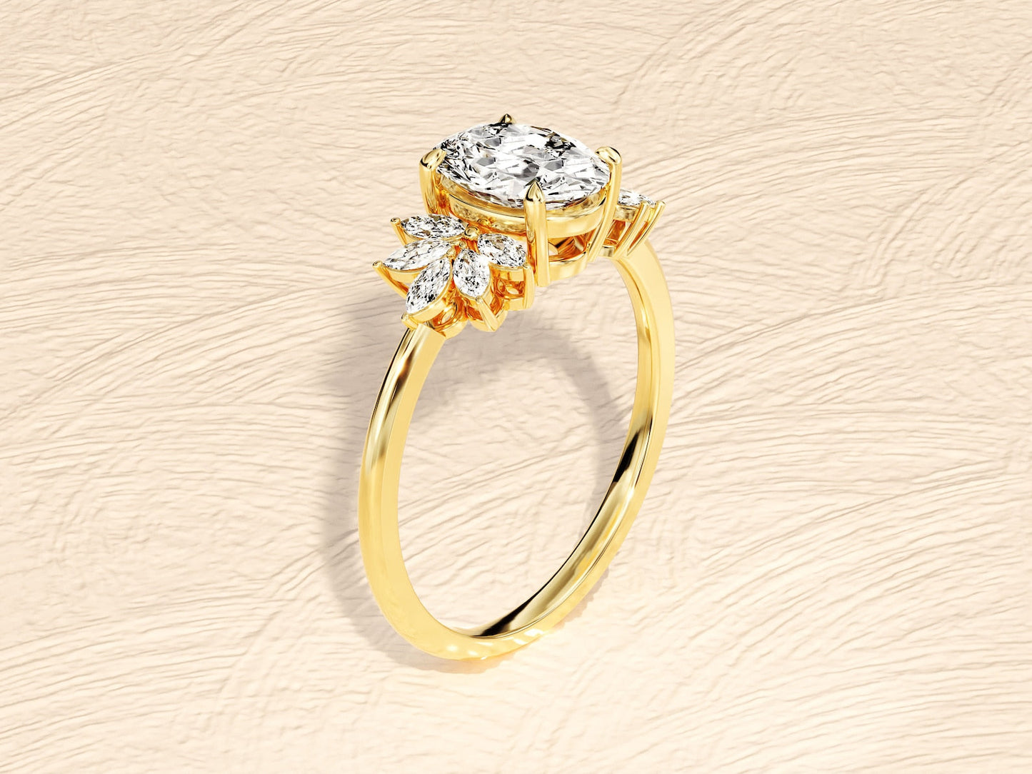 Cluster Ring with 2.0 CT Oval Moissanite