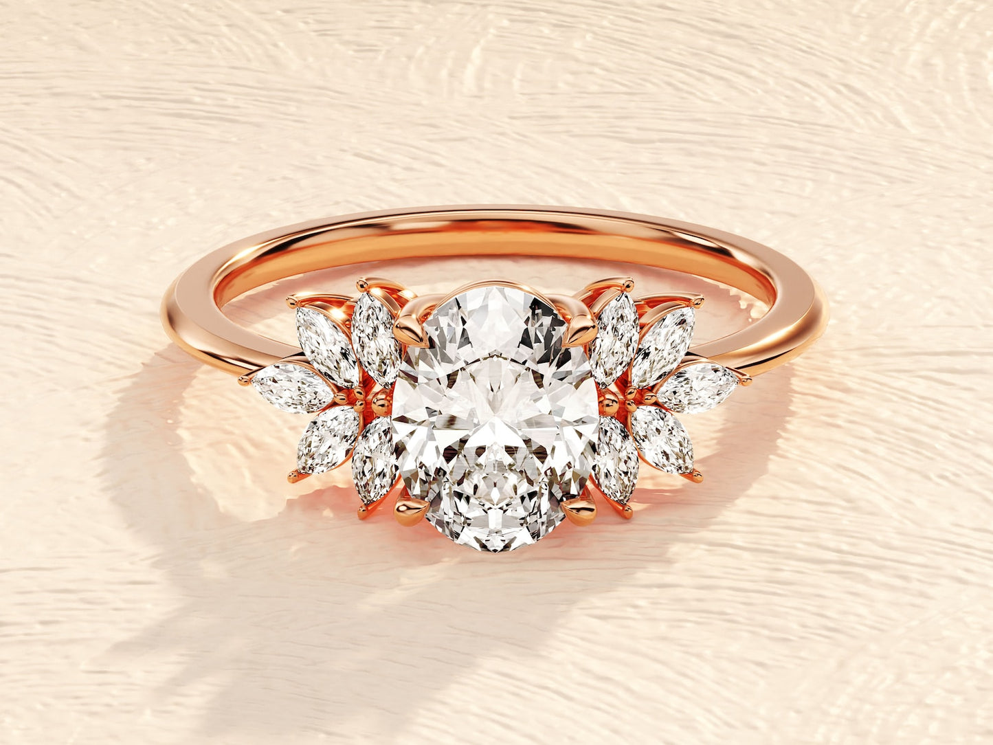Cluster Ring with 2.0 CT Oval Moissanite