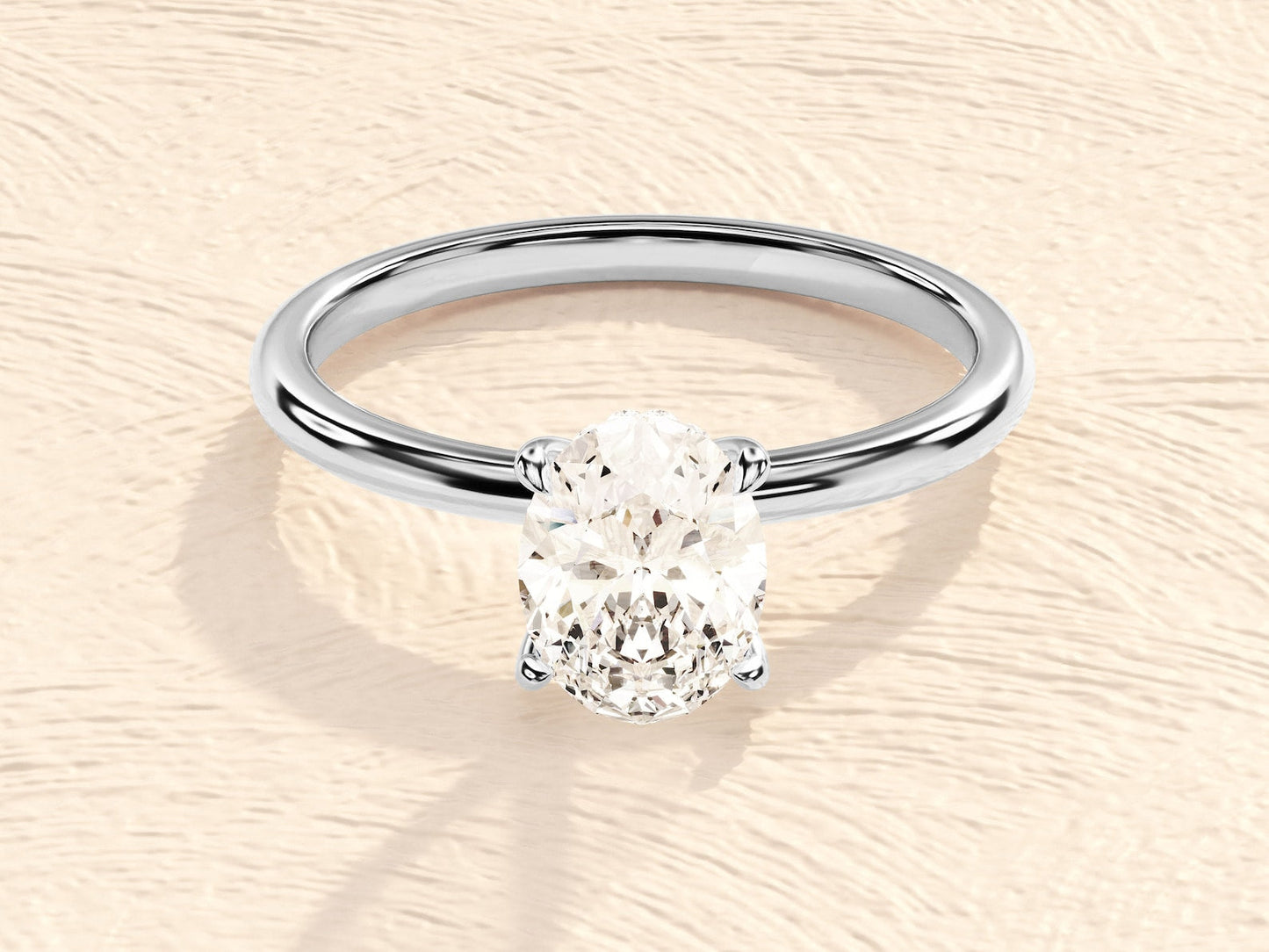 Hidden Halo Ring with 1.50 CT Oval Moissanite