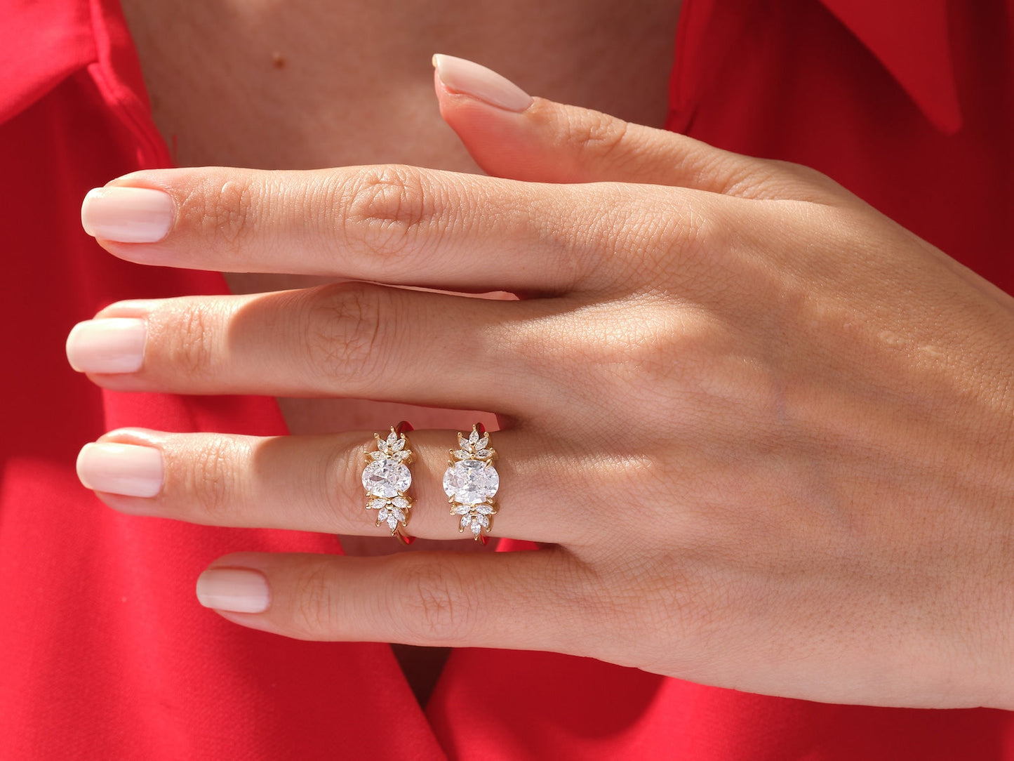 Cluster Ring with 2.0 CT Oval Moissanite