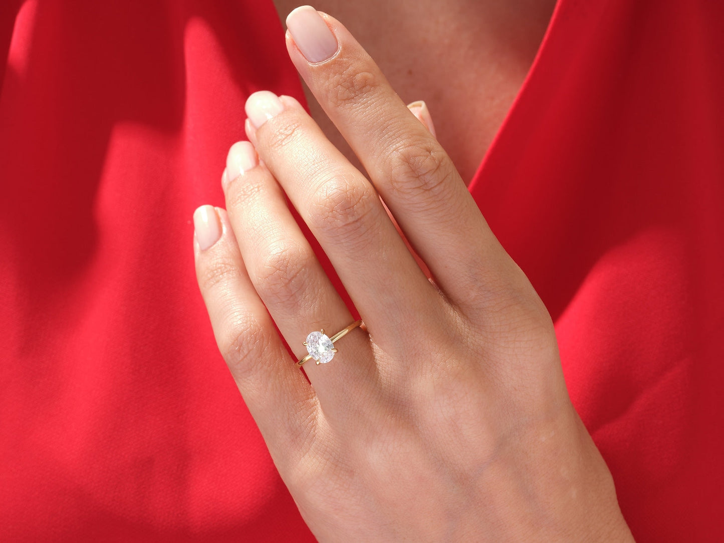 Hidden Halo Ring with 1.50 CT Oval Moissanite