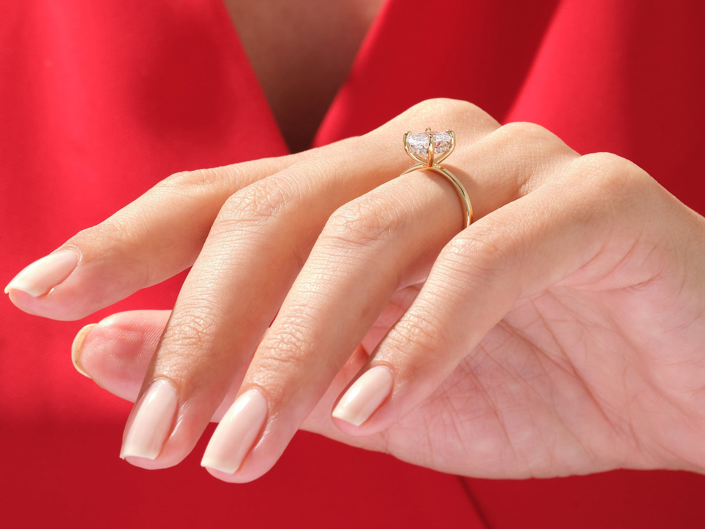Hidden Halo Ring with 1.50 CT Oval Moissanite