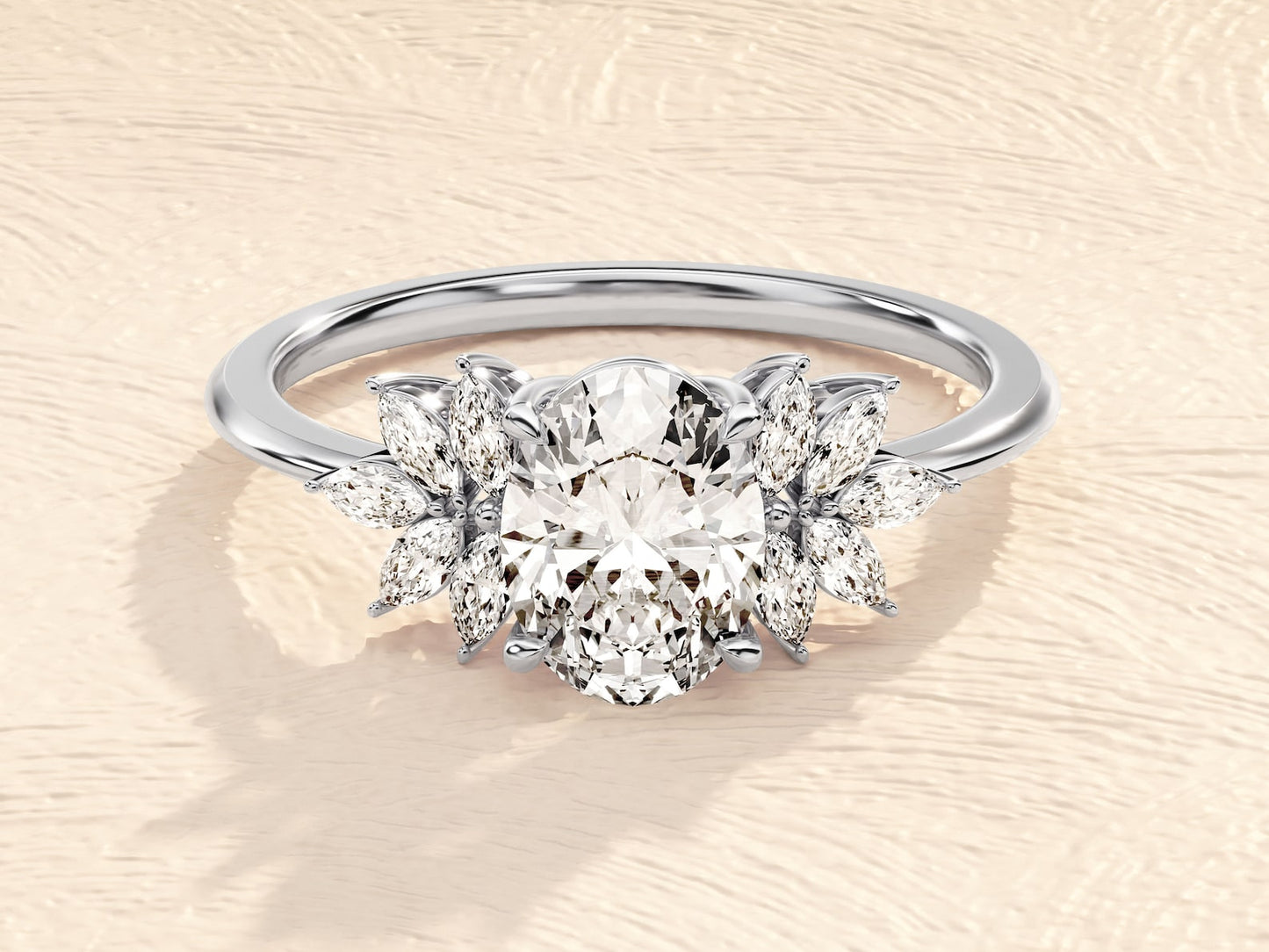 Cluster Ring with 2.0 CT Oval Moissanite