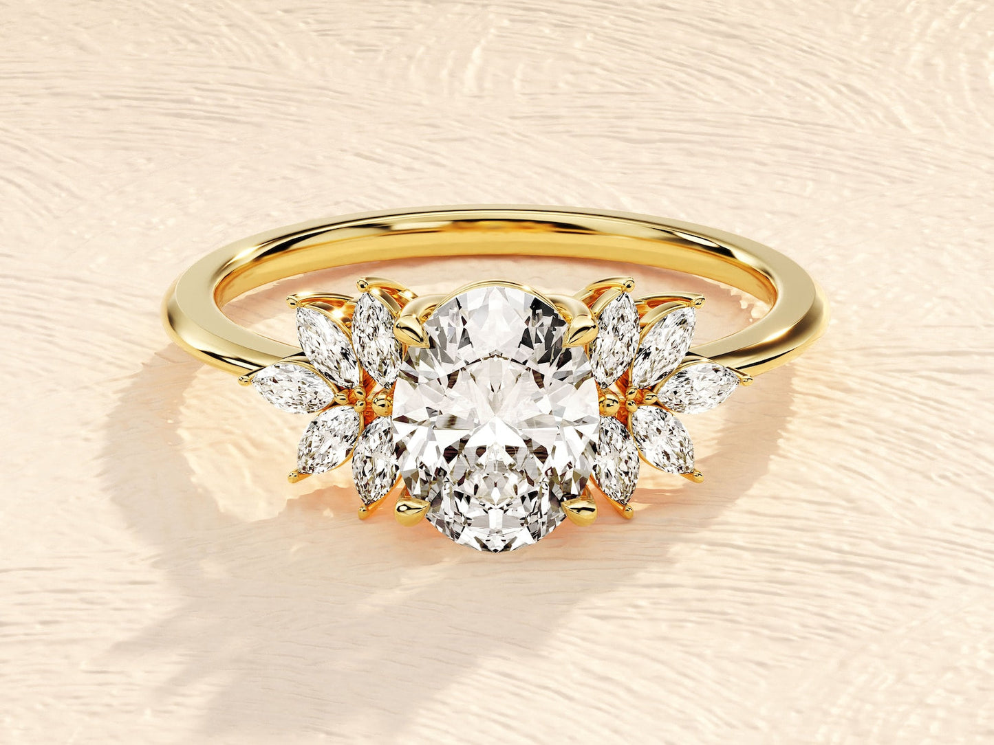 Cluster Ring with 2.0 CT Oval Moissanite