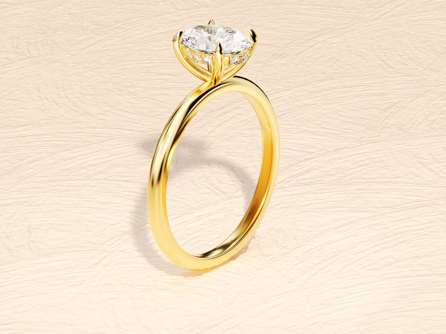 Hidden Halo Ring with 1.50 CT Oval Moissanite