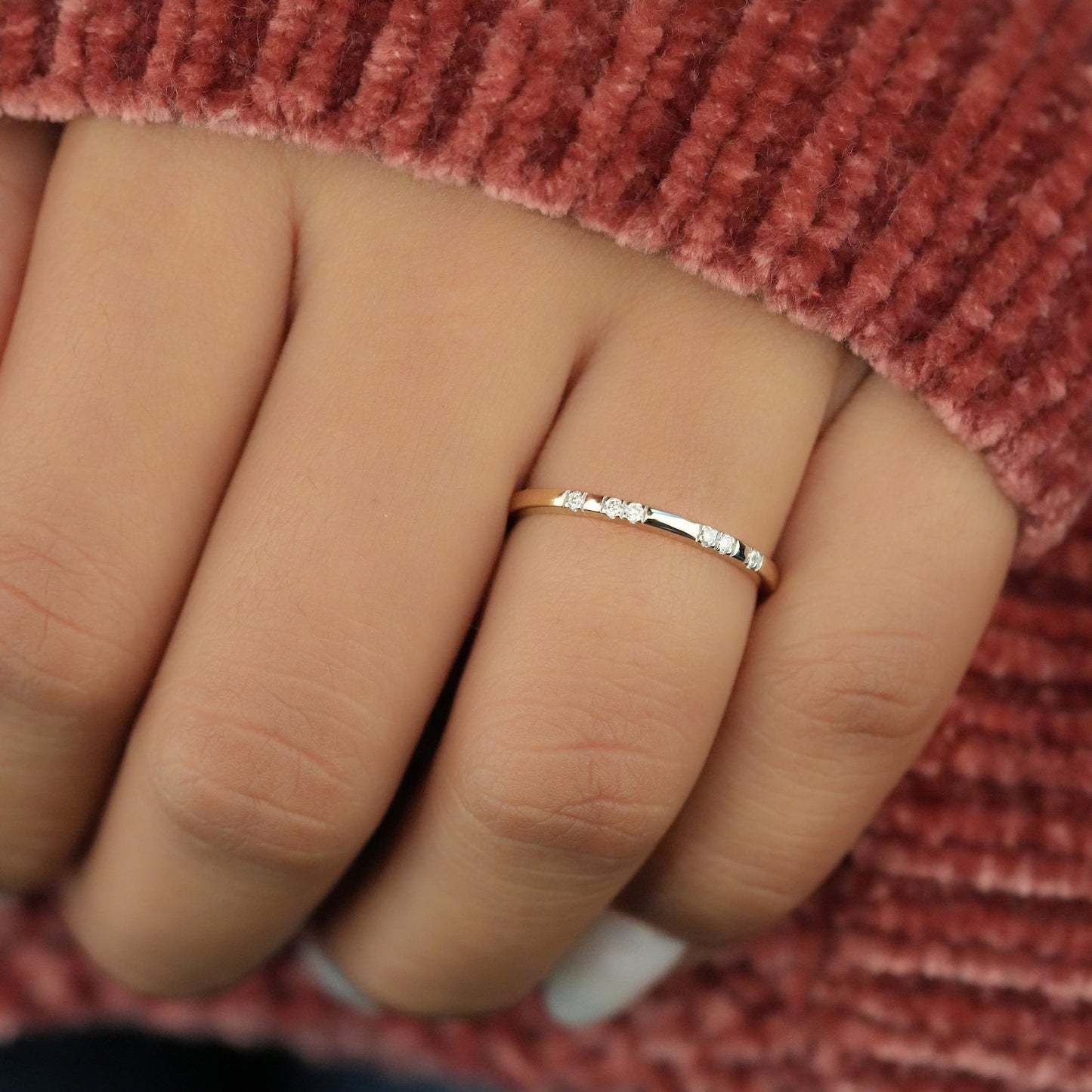Flush Band with 0.05 TCW Round Cut Moissanite