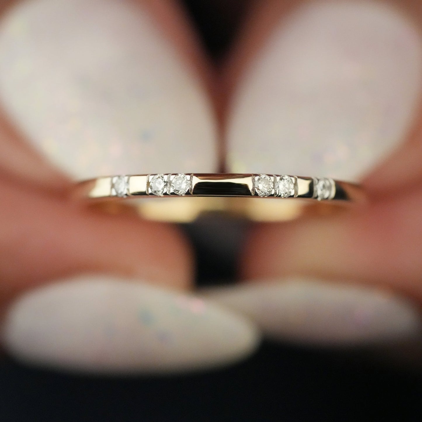 Flush Band with 0.05 TCW Round Cut Moissanite