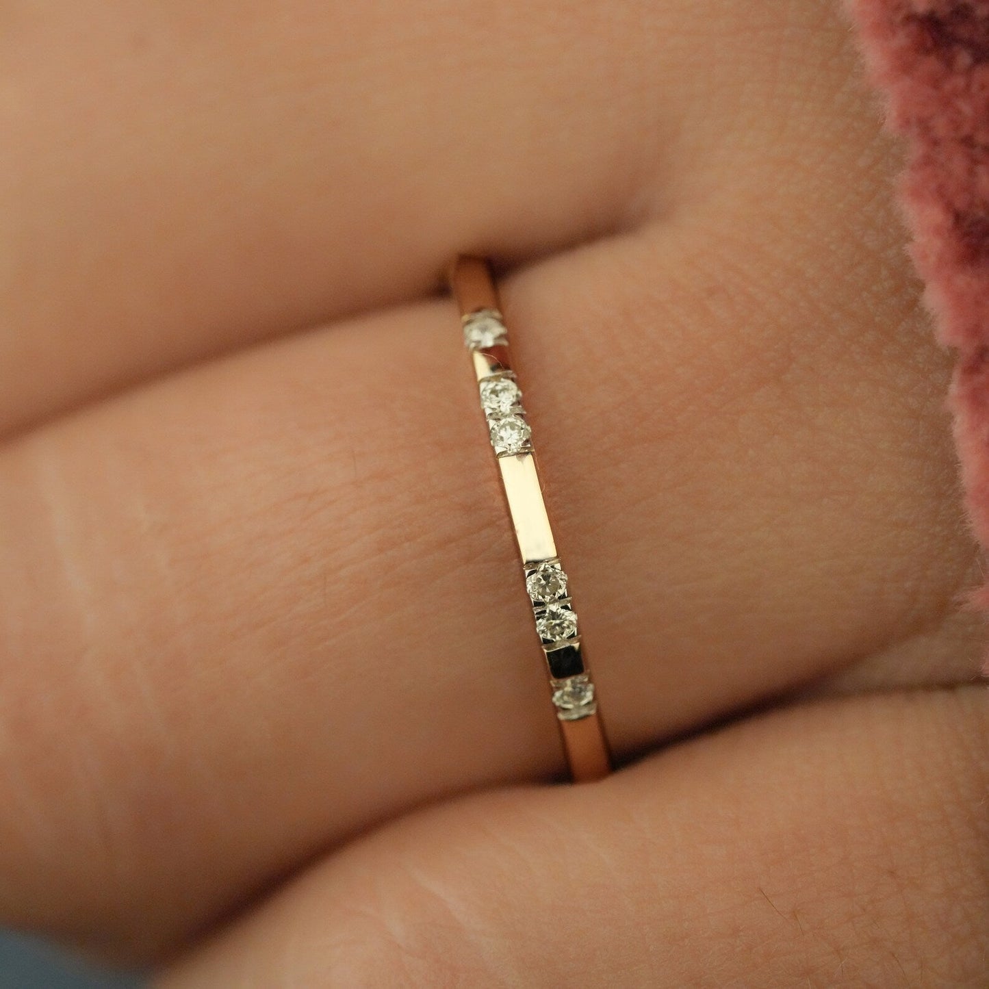 Flush Band with 0.05 TCW Round Cut Moissanite
