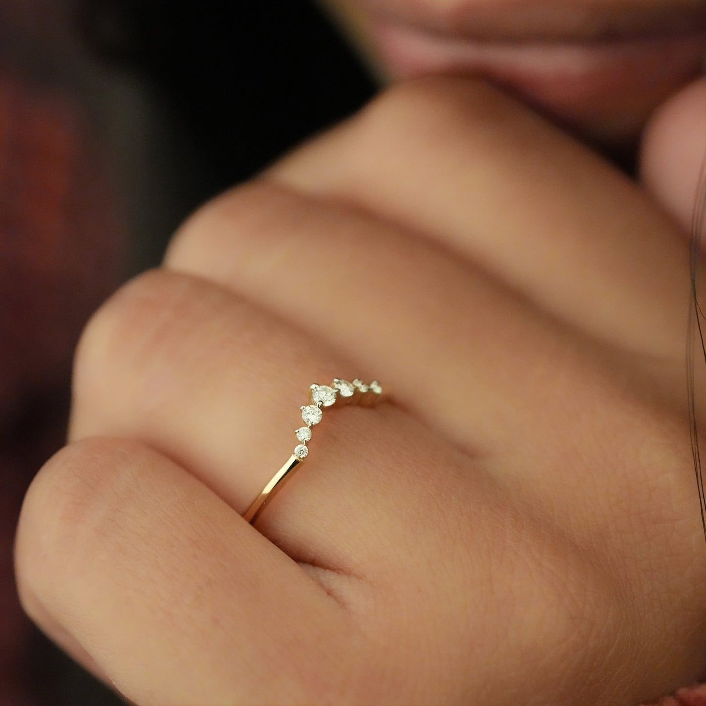 Curved Band with 0.10 TCW Round Cut Moissanite
